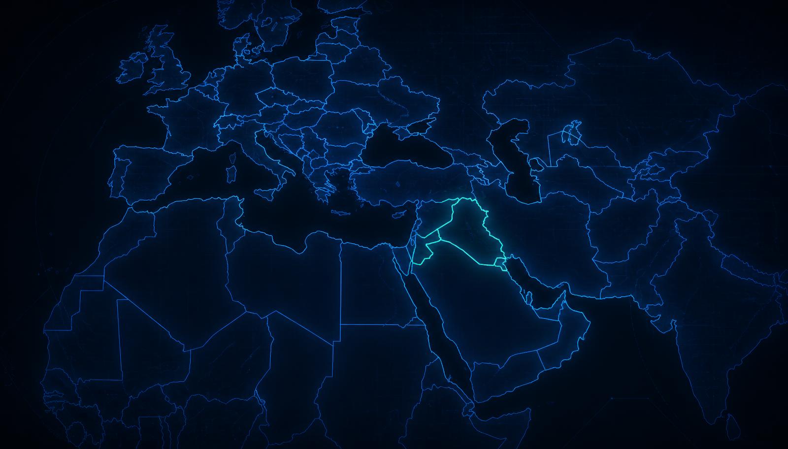Stylised map highlighting licensed operating territories across Europe and the Middle East